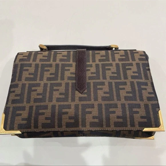 Fendi Bag Zucca Vitello Classic No. 1 Satchel Tobacco Moro Crossbody Top handle - Picture 6 of 17